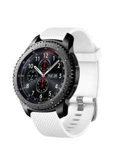 Replacement Strap For Samsung Gear S3 Frontier 22mm Diamond Textured Silicone Watch Band White