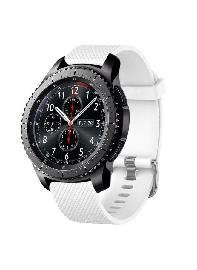 Generic - Replacement Strap For Samsung Gear S3 Frontier 22mm Diamond Textured Silicone Watch Band White - Image 1