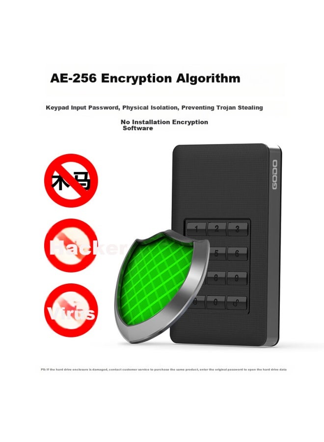 Godo o 2.5-inch Physical Encryption Hard Drive Enclosure, Hardware Keypad Protection, Data Sata Password-protected Portable Ssd Enclosure, Anti-jamming - Image 3