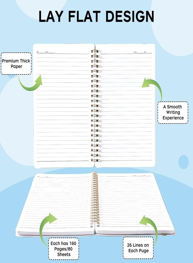 Yoiilifee Spiral Notebook - A5 Spiral Notebooks, 8.3'' × 5.8'', 160 Pages, Aesthetic Journaling Notebooks for Women, College Lined Notebook with Elastic Closure, Back Pocket, for School Office, Cat Sky - Image 4