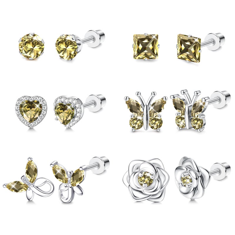 Thunaraz Hypoallergenic Screw Back Earrings For Girls Women Surgical Stainless Steel Stud Earrings For Sensitive Ears Cute Butterfly Flower Heart Cz Screwback Earring Kid Toddler Girls Jewelry Gift 8 - Image 1