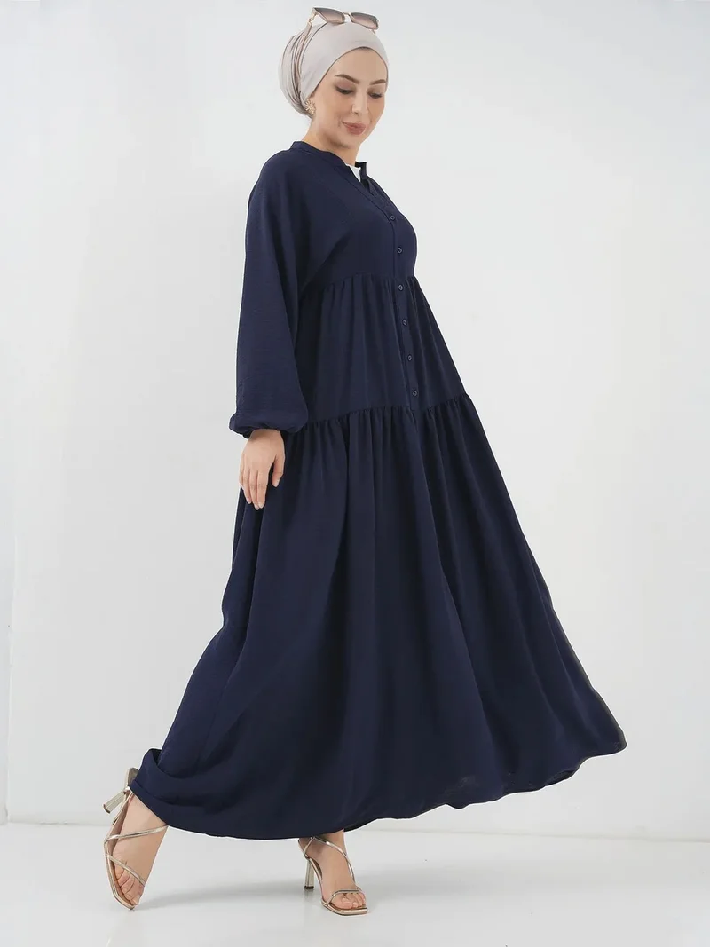 BIG DART BDART V-Neck Button Closure Relaxed Fit Maxi Dress