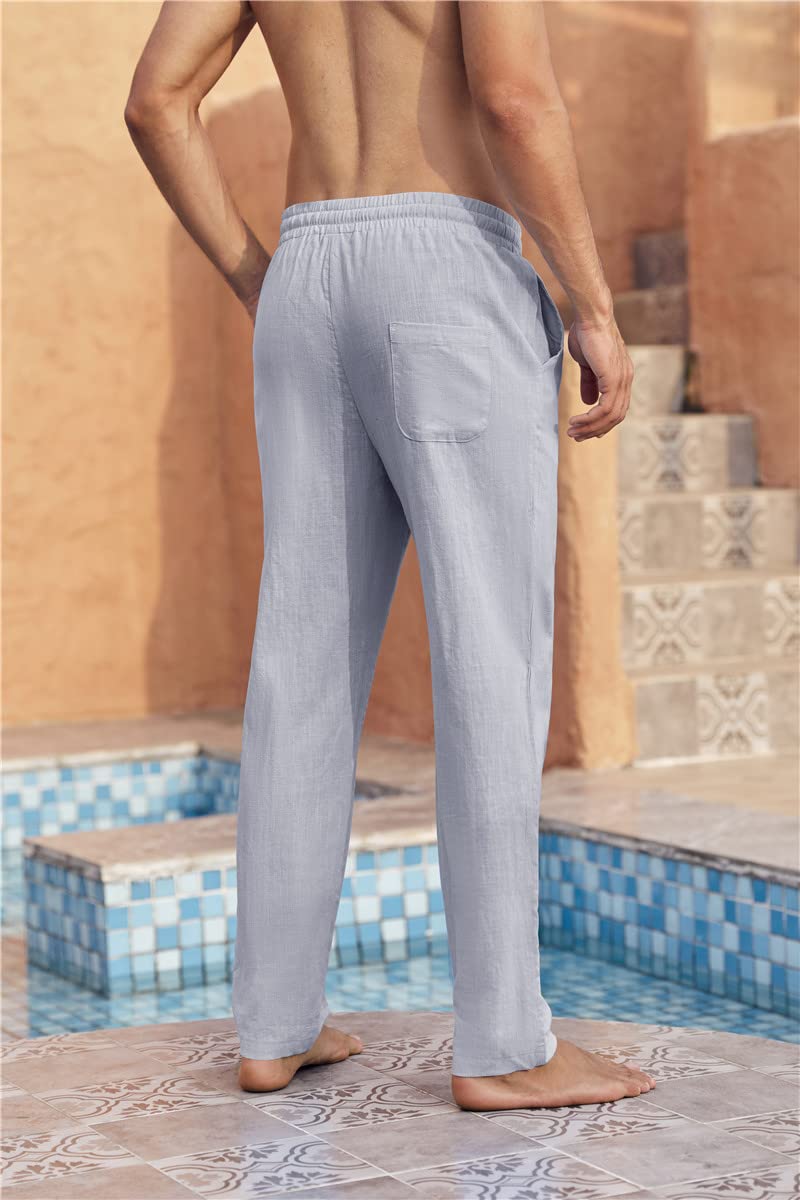 Karlywindow Mens Linen Pants Casual Loose Lightweight Drawstring Elastic Waist Summer Yoga Beach Trousers - Image 4
