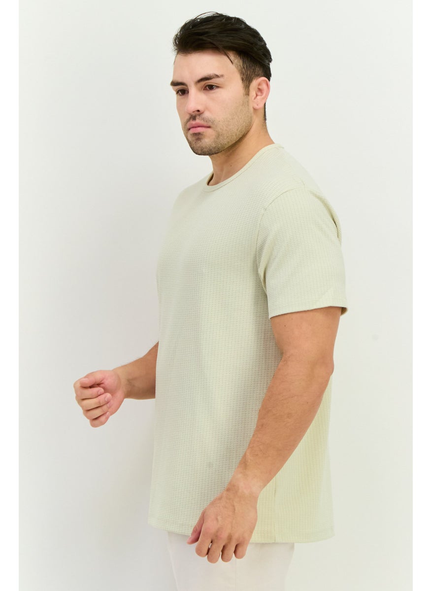 French Connection Men Crew Neck Short Sleeve Textured T-shirts, Cream  - Image 2
