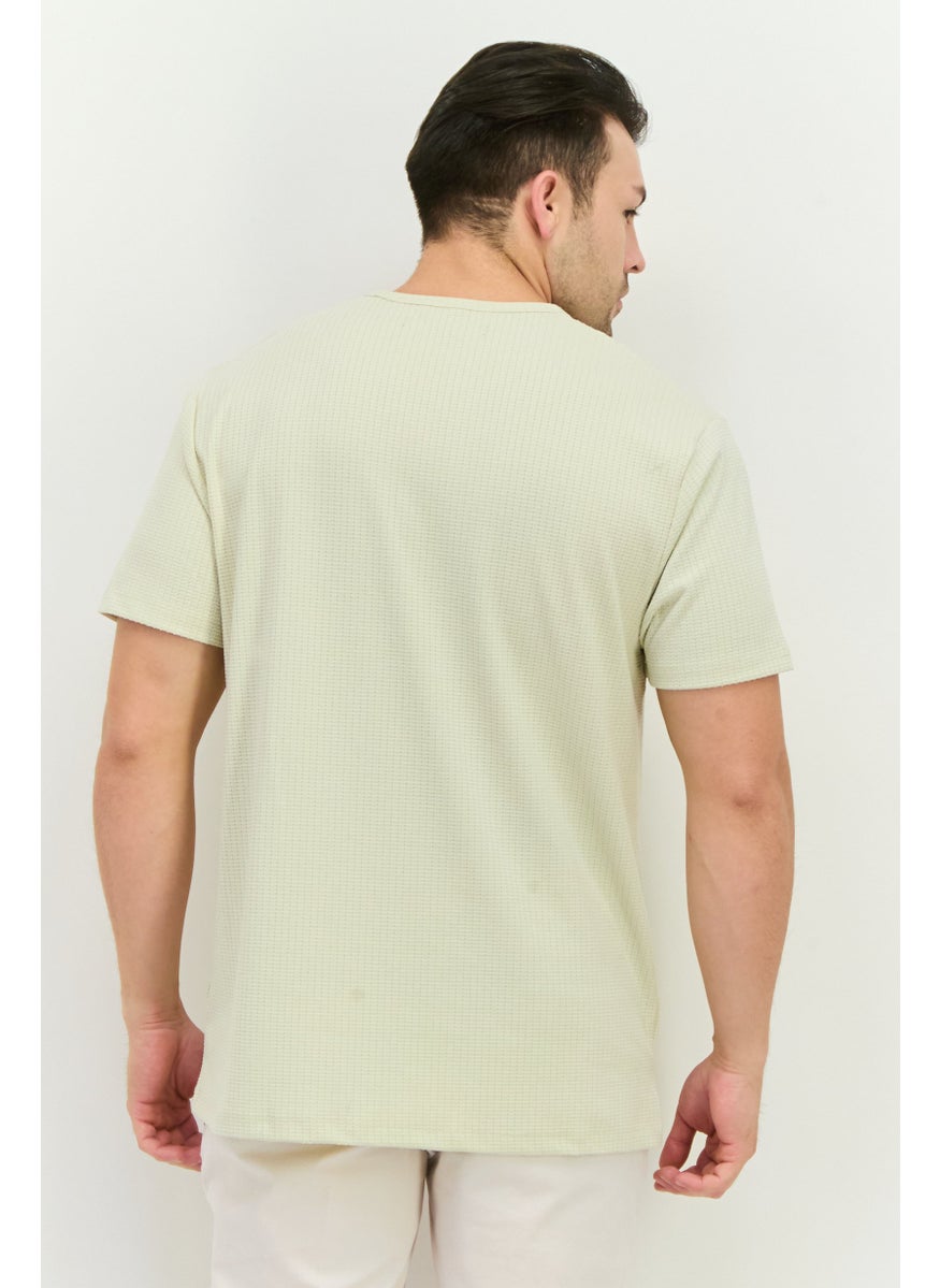 French Connection Men Crew Neck Short Sleeve Textured T-shirts, Cream  - Image 3