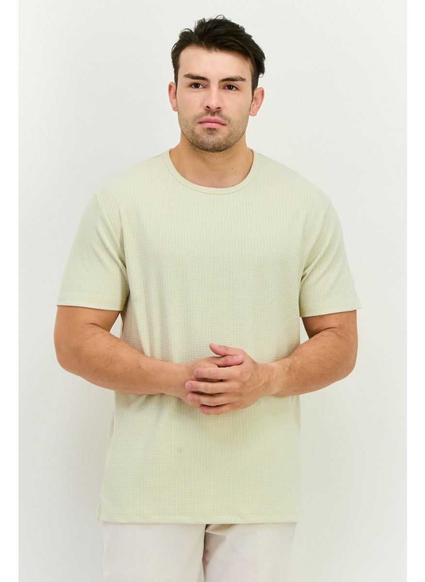 French Connection Men Crew Neck Short Sleeve Textured T-shirts, Cream  - Image 1