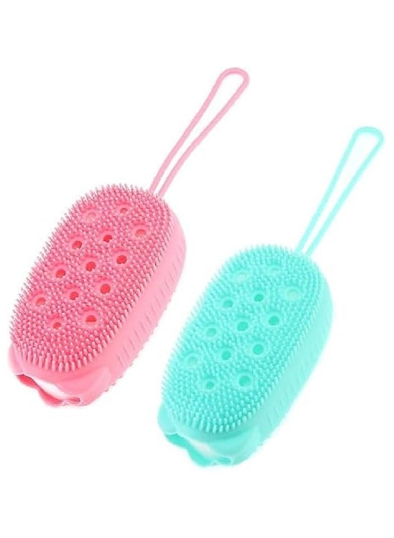Double Sided Silicone Bath Loofah for Body Cleansing and Exfoliating – Soft Silicone Shower Brush for Men & Women – Anti-Bacterial Body Massage Brush & Easy to Clean – Multiple Colors Available - Image 1