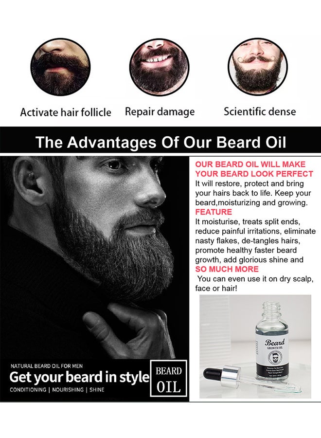 Beard Oil, Beard Oil For Men Growth, Make The Beard More Full, Thick And Smooth, Moisture To Reduce Frizz, All Pure Natural Organic Plant Extraction, Strengthens And Moisturizes Beard, 30ML