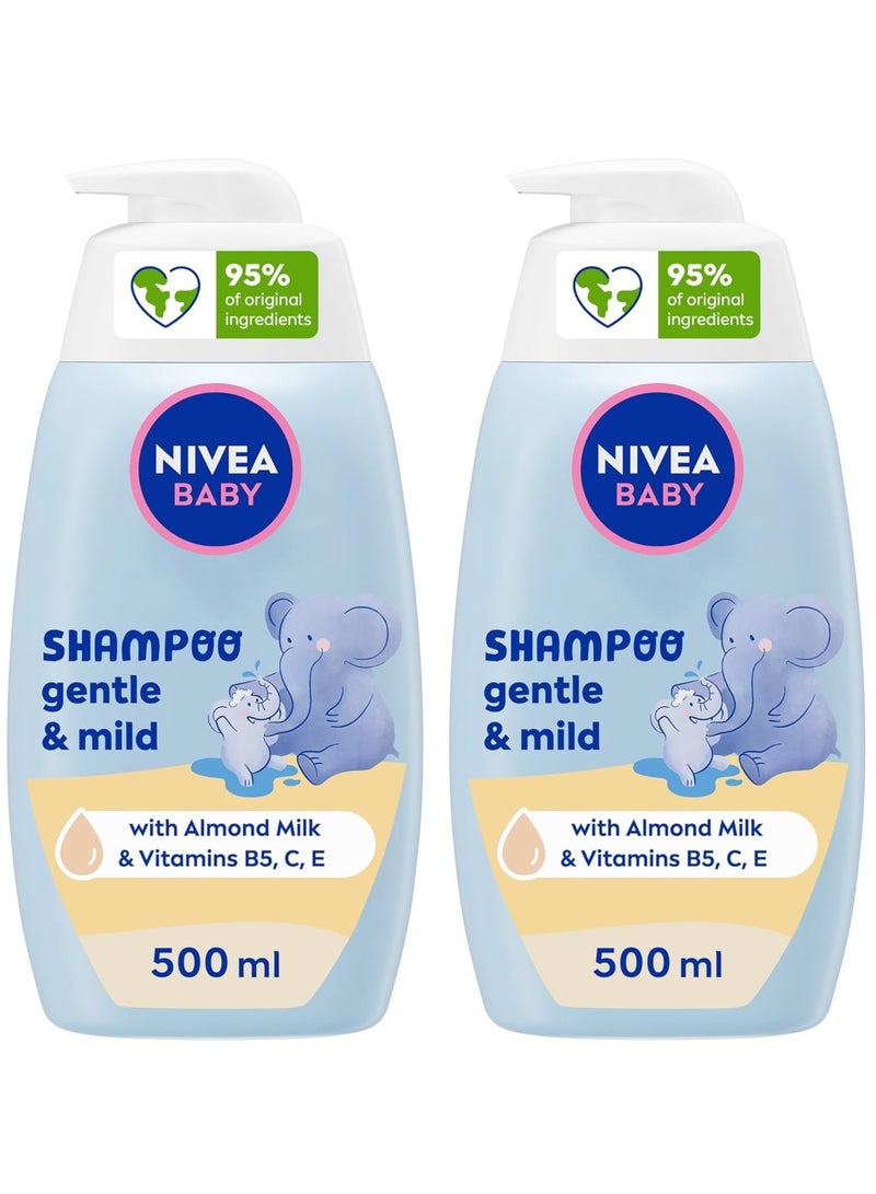 Nivea Baby Pack of 2x500ml Shampoo Gentle And Mild. - Image 1