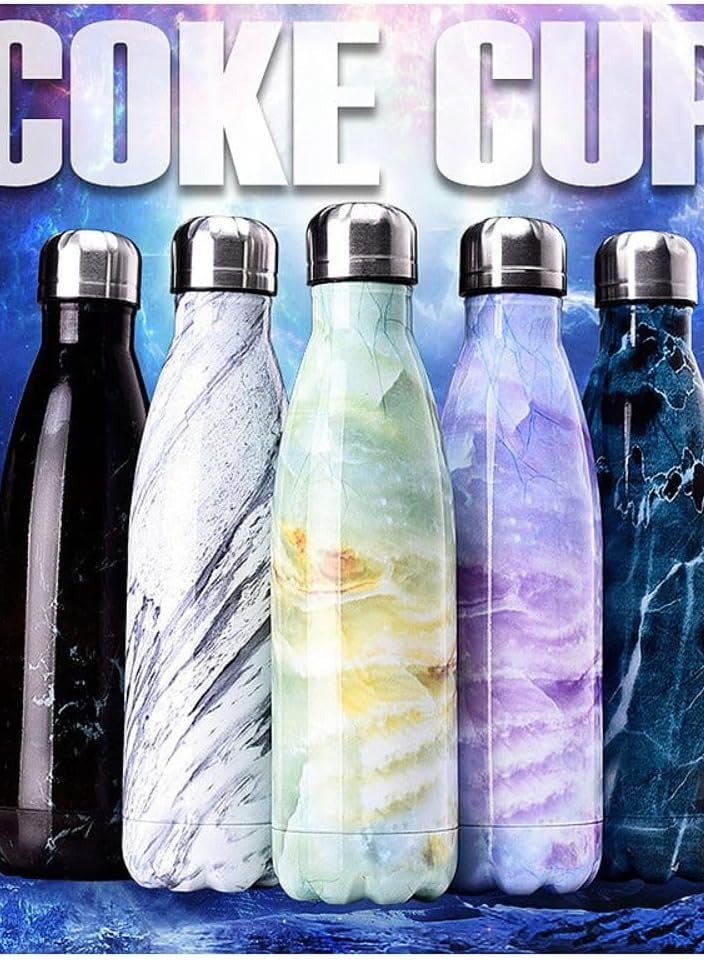 Generic 500ml quality double wall insulated vacuum flask stainless steel water coke bottle BPA free thermos for sport water bottles coke keeps hot cold drinks blue galaxy - Image 4