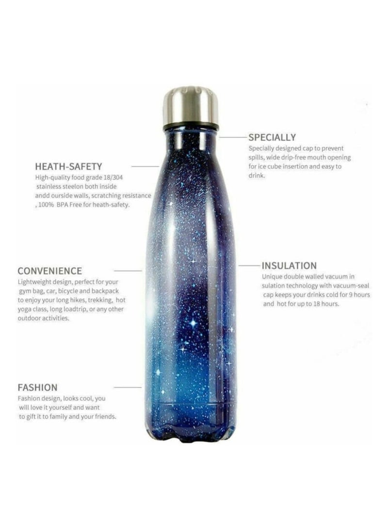 Generic 500ml quality double wall insulated vacuum flask stainless steel water coke bottle BPA free thermos for sport water bottles coke keeps hot cold drinks blue galaxy - Image 3