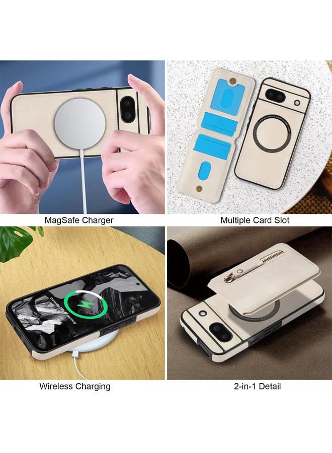 اس-توب جراب لهاتف Google Pixel 8a مزود بسحاب ومحفظة من الجلد مع غطاء MagSafe مقسم - Image 5