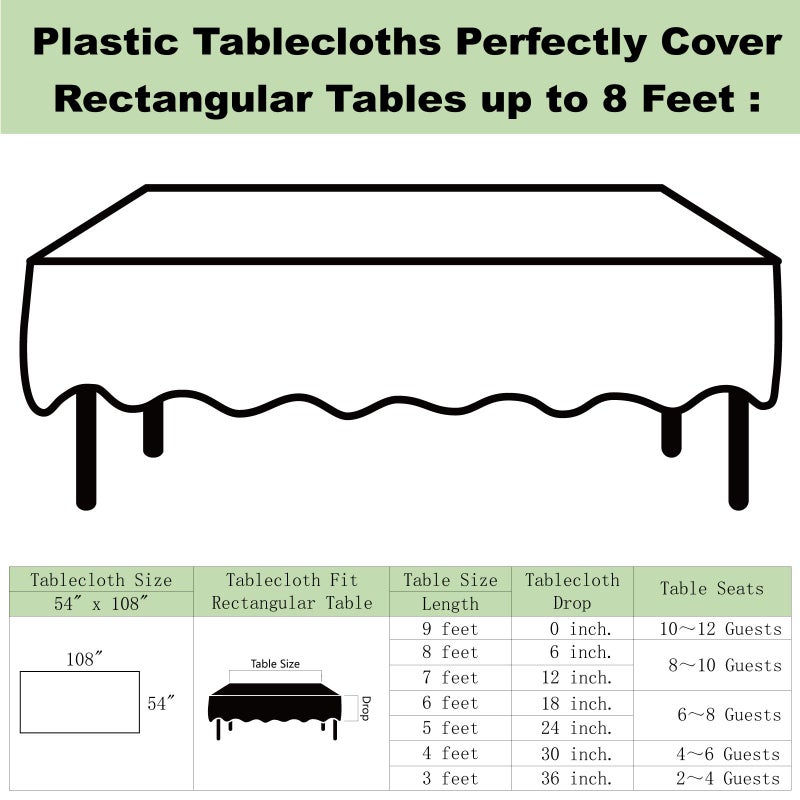 rebdng Plastic White Tablecloths 3 Pack Disposable Table Covers 54"" x 108"" Rectangular Table Cloths for Parties Engagement Wedding Bridal Shower Banquet  Fits 6 to 8 Foot Rectangle Tables - Image 5