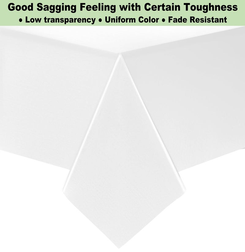 rebdng Plastic White Tablecloths 3 Pack Disposable Table Covers 54"" x 108"" Rectangular Table Cloths for Parties Engagement Wedding Bridal Shower Banquet  Fits 6 to 8 Foot Rectangle Tables - Image 3
