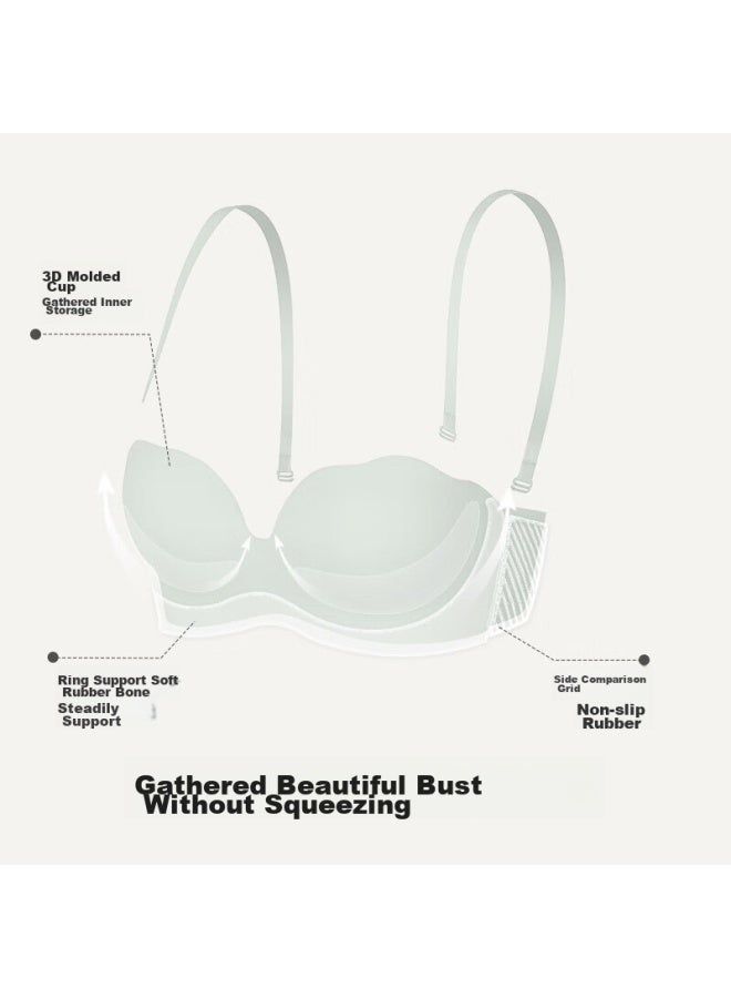 Ubras Two-way Detachable Strap Push-up Bra For Small Chest, Strapless Bra For Women, Anti-slip Brassiere, Black, B75 - Image 1