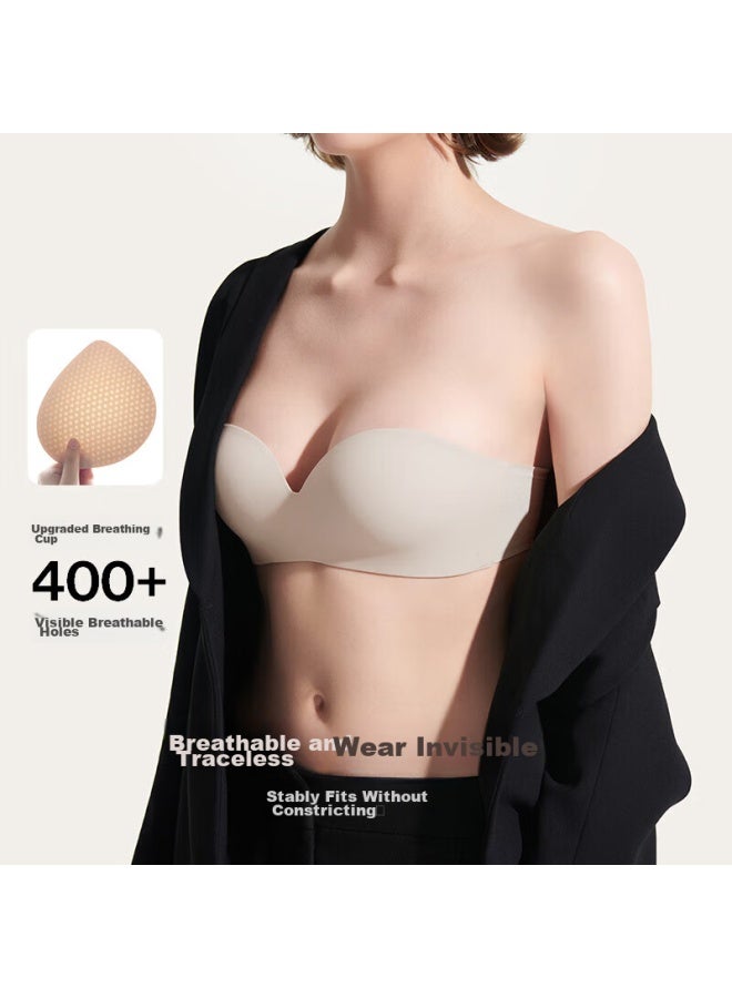 Ubras Two-way Detachable Strap Push-up Bra For Small Chest, Strapless Bra For Women, Anti-slip Brassiere, Black, B75 - Image 2