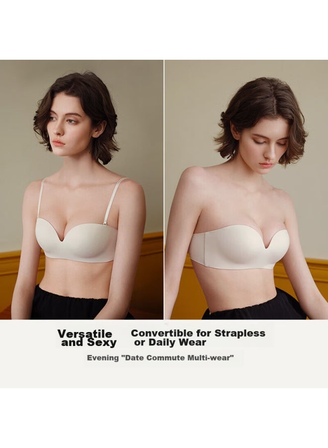 Ubras Two-way Detachable Strap Push-up Bra For Small Chest, Strapless Bra For Women, Anti-slip Brassiere, Black, B75 - Image 3