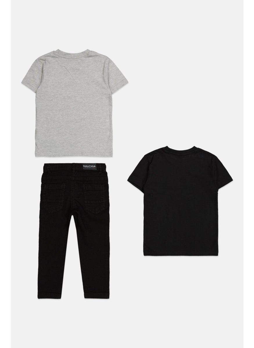 NAUTICA - Toddlers Boy 3 Pcs Brand Logo T-Shirt And Jeans, Black - Image 1