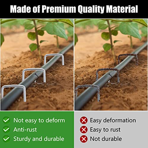 FEED GARDEN 6 Inch 500 Pack Galvanized Landscape Staples Plant Cover Pins 11 Gauge Tent Stakes Garden Stakes Landscaping Fabric SOD Pins Yard Spikes for Decoration Weed Barrier Fabric - Image 2