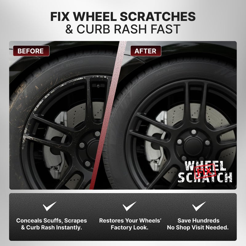 Wheel Scratch Fix طقم طلاء تصحيح خدوش العجلات باللون الأسود غير اللامع، طقم إصلاح خدوش العجلات، قلم طلاء تصحيح العجلات، طقم إصلاح حواف الأرصفة، طقم إصلاح خدوش الأرصفة، طلاء عجلات الألمنيوم العالمية باللون الأسود (أسود غير لامع ساتيني) - Image 2