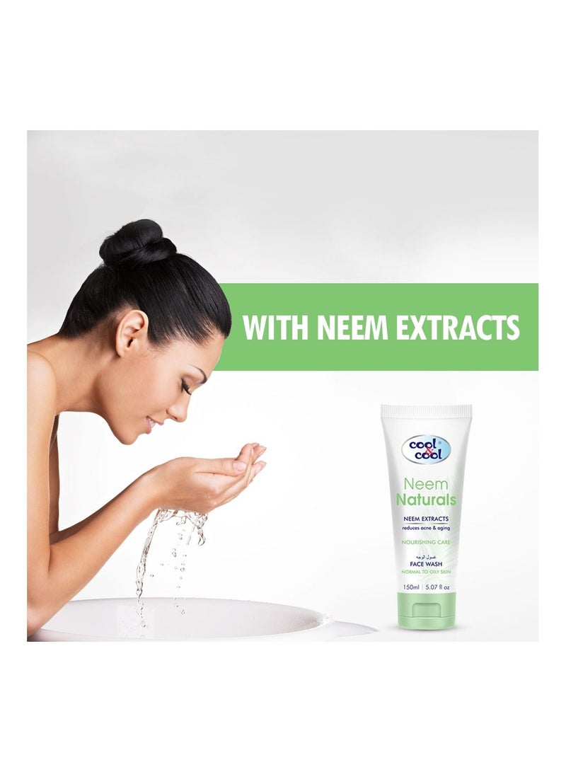 كول اند كول غسول الوجه كول آند كول نيم ناتشورالز 150 مل (عبوة من قطعتين) - زيت النيم الطبيعي، مضادات الأكسدة، خالي من البارابين، منعش ومنشط، يعالج ندبات حب الشباب ويغذي البشرة، مناسب للبشرة العادية إلى الدهنية - Image 3