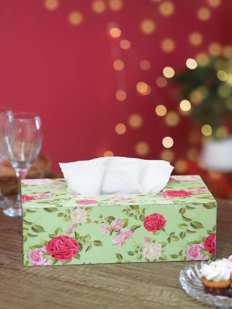 RICHTER Floral Light Green Tissue Box HolderCover - Image 1