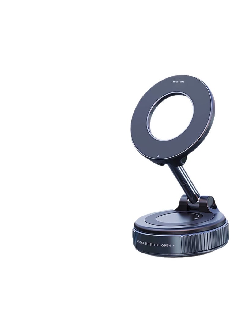 HERISTA 360° Magnetic Car Phone Mount Black – Adjustable Vacuum Suction Dashboard & Windshield Holder - Image 1