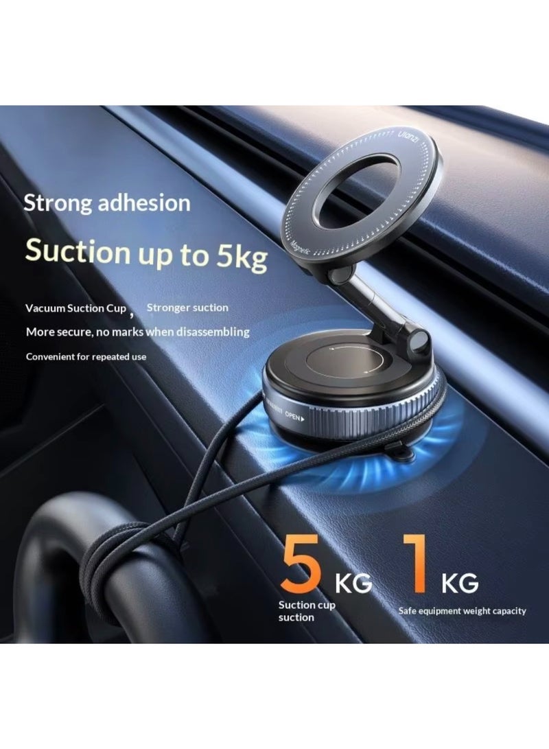 HERISTA 360° Magnetic Car Phone Mount Black – Adjustable Vacuum Suction Dashboard & Windshield Holder - Image 3