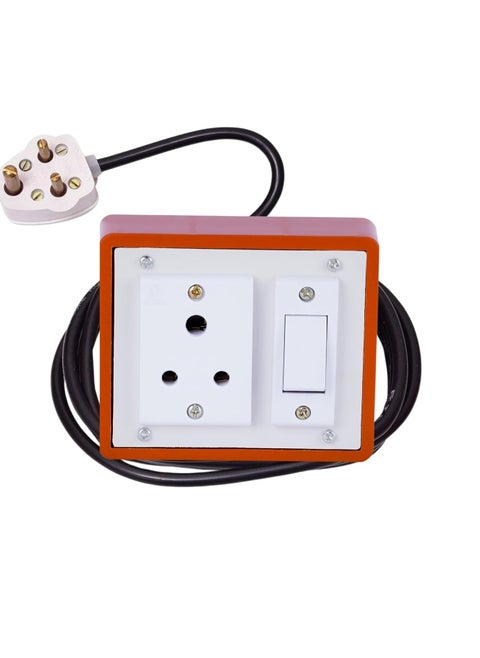 Cordnet Premium Extension BoardWIth Brown One Socket One Swicth 8 Meter Long Wire