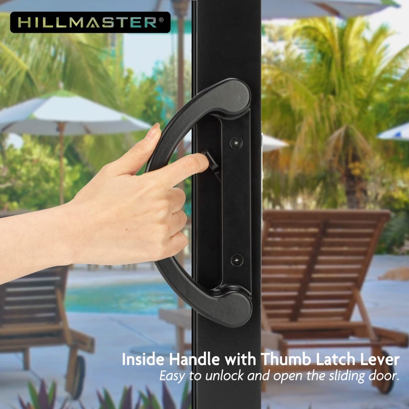 HILLMASTER Patio Sliding Glass Door Handle Replacement Set,Mortise Style Reversible Design Non-keyed Sliding Patio Door Handles, Black Diecast Finish Fit 3-15/16â€ Screws Hole Spacing - Image 3
