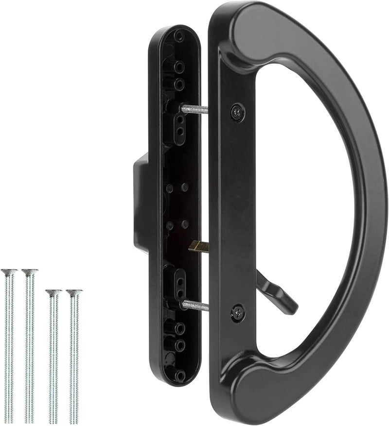 HILLMASTER Patio Sliding Glass Door Handle Replacement Set,Mortise Style Reversible Design Non-keyed Sliding Patio Door Handles, Black Diecast Finish Fit 3-15/16â€ Screws Hole Spacing - Image 1