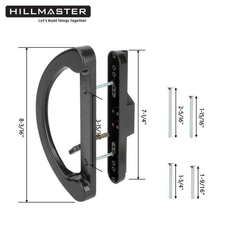 HILLMASTER Patio Sliding Glass Door Handle Replacement Set,Mortise Style Reversible Design Non-keyed Sliding Patio Door Handles, Black Diecast Finish Fit 3-15/16â€ Screws Hole Spacing - Image 4