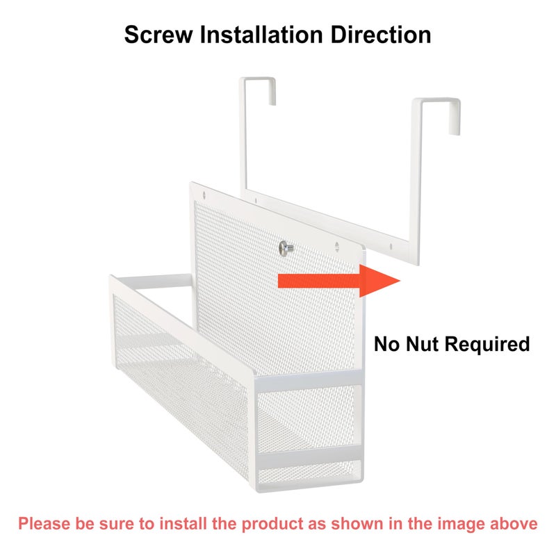 SHINEWON Hanging Bathroom Baskets Fine Mesh Wire Storage Basket Over Cabinet Door Organizer No Drilling Required for Kitchen Bathroom Office, Large, 2 Pack - Image 3