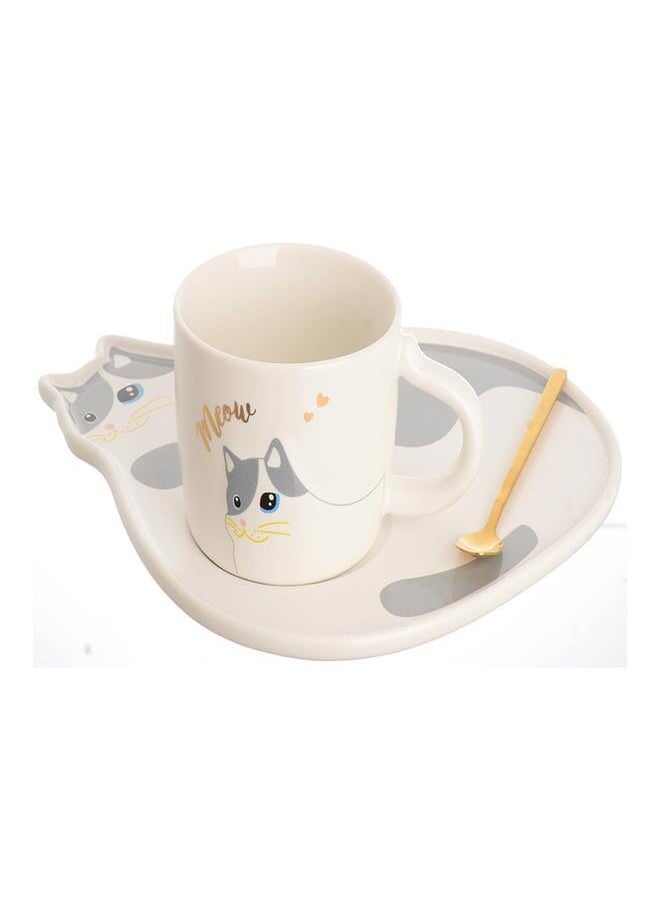 Akher el Ankoud Cup set with ceramic coaster cat pattern  - Image 1