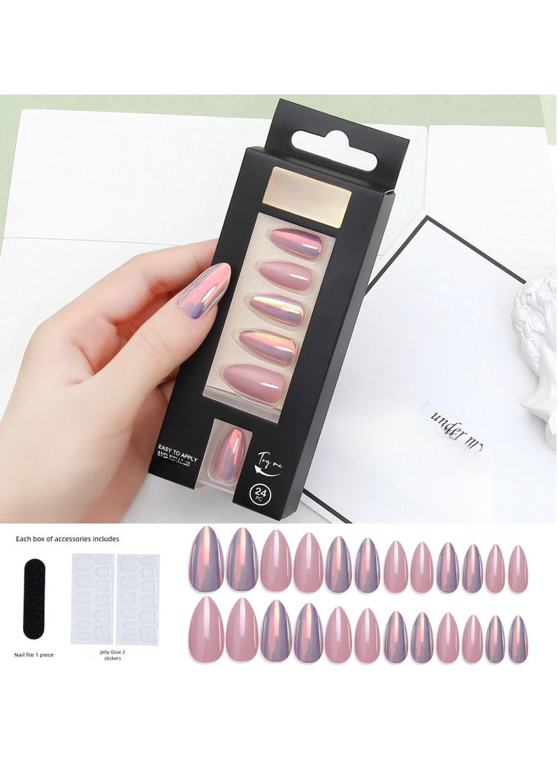 Press On Nails, 24 Gel Nails Kit, Reusable Stick On Nails in variable Sizes, Almond Style, Full Well Tips, Fake Nails press on, impress nails, stick on nails,11.11 - Image 1