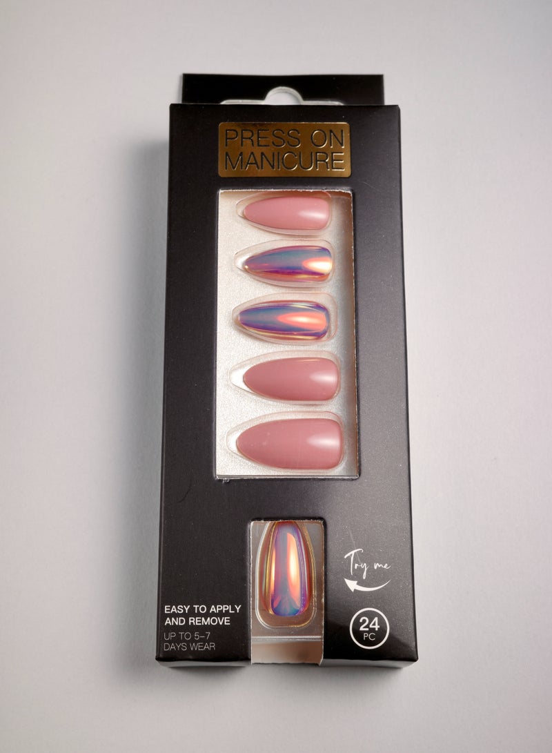 Press On Nails, 24 Gel Nails Kit, Reusable Stick On Nails in variable Sizes, Almond Style, Full Well Tips, Fake Nails press on, impress nails, stick on nails,11.11 - Image 4