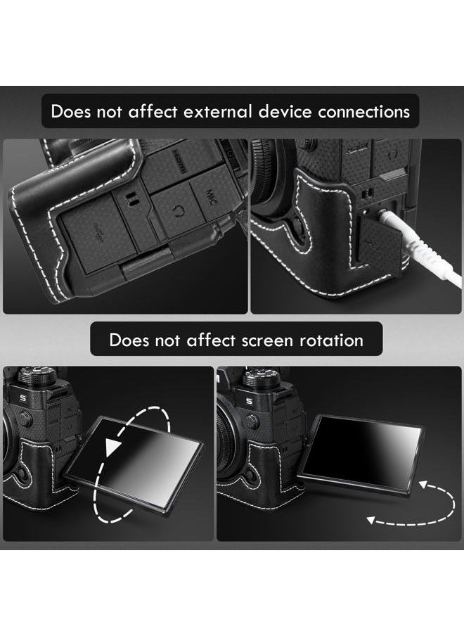 Rieibi - X-H2S/ X-H2 Case - Quality PU Leather Half Case for Fujifilm XH2S/ XH2 Digital Camera - Body Protective Grip Case for Fuji XH2s XH2 - Black - Image 1