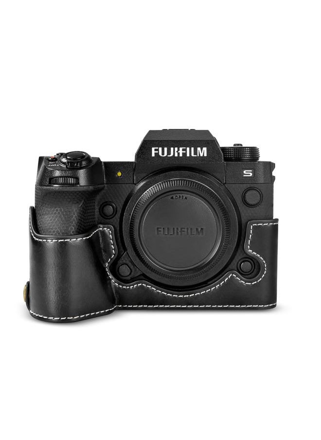 Rieibi - X-H2S/ X-H2 Case - Quality PU Leather Half Case for Fujifilm XH2S/ XH2 Digital Camera - Body Protective Grip Case for Fuji XH2s XH2 - Black - Image 1