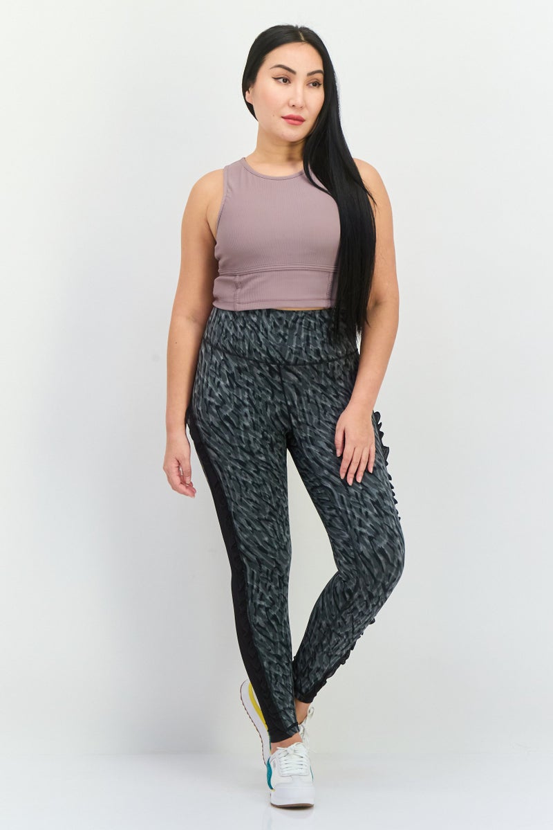 Adidas Women Tight Fit Training Leggings, Grey/Black  - Image 3