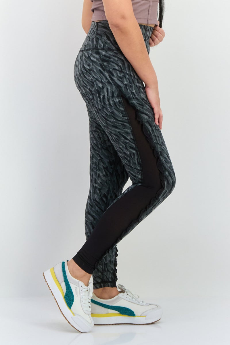 Adidas Women Tight Fit Training Leggings, Grey/Black  - Image 2