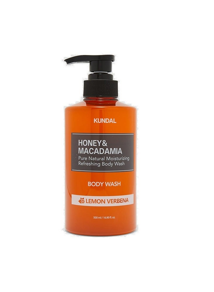 KUNDAL Honey & Macadamia Pure Natural Moisturizing Refreshing Body Wash Lemon Verbena 500 mL - Image 1