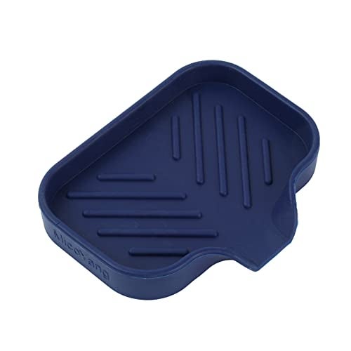 MicoYang Silicone Bathroom Soap Dishes with Drain Spout-Kitchen Sink Organizer,Sponge Holder,Dish Soap Tray,Perfect for Dispenser,Scrubber,Bottle,Cup on Sink or Counter-Navy Blue 4.9"×3.2" - Image 1