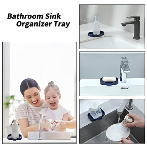 MicoYang Silicone Bathroom Soap Dishes with Drain Spout-Kitchen Sink Organizer,Sponge Holder,Dish Soap Tray,Perfect for Dispenser,Scrubber,Bottle,Cup on Sink or Counter-Navy Blue 4.9"×3.2" - Image 3