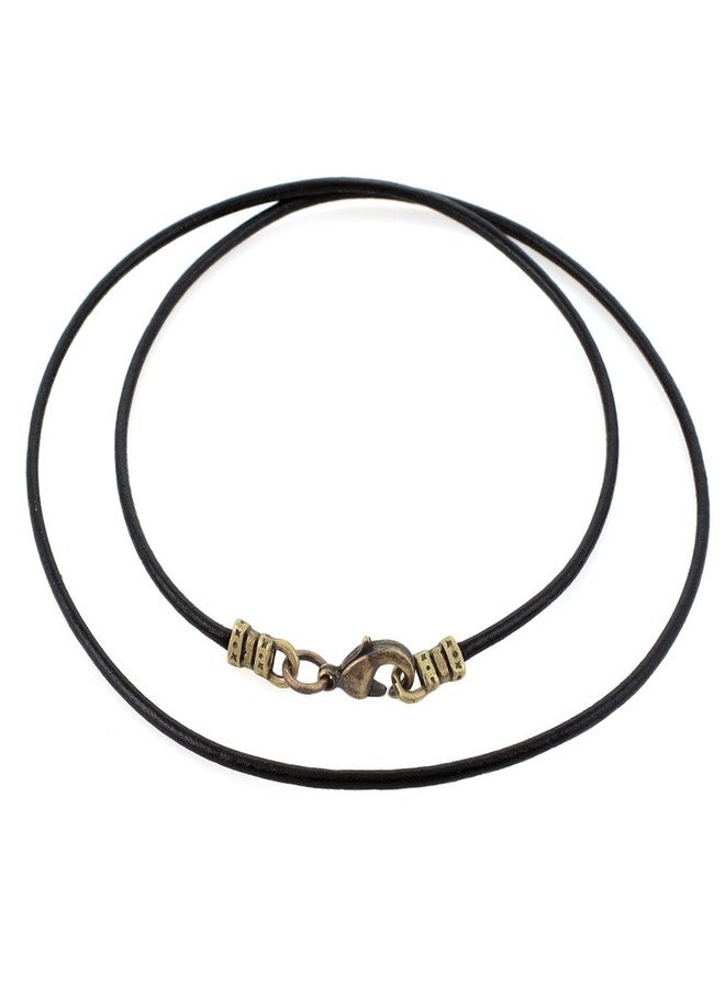DragonWeave Antique Brass 1.8mm Fine Black Leather Cord Necklace - 16 inches - Image 1