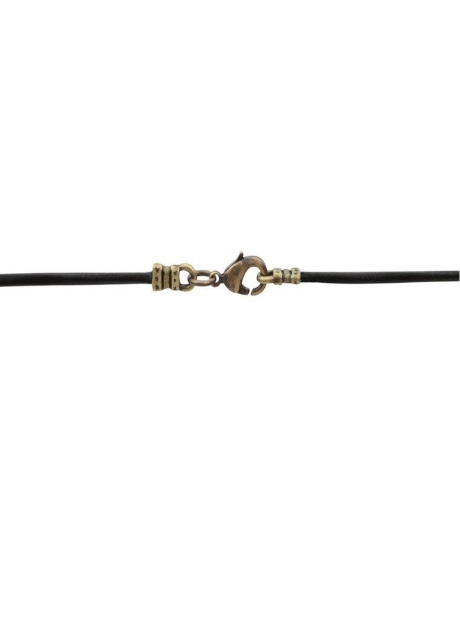 DragonWeave Antique Brass 1.8mm Fine Black Leather Cord Necklace - 16 inches - Image 3