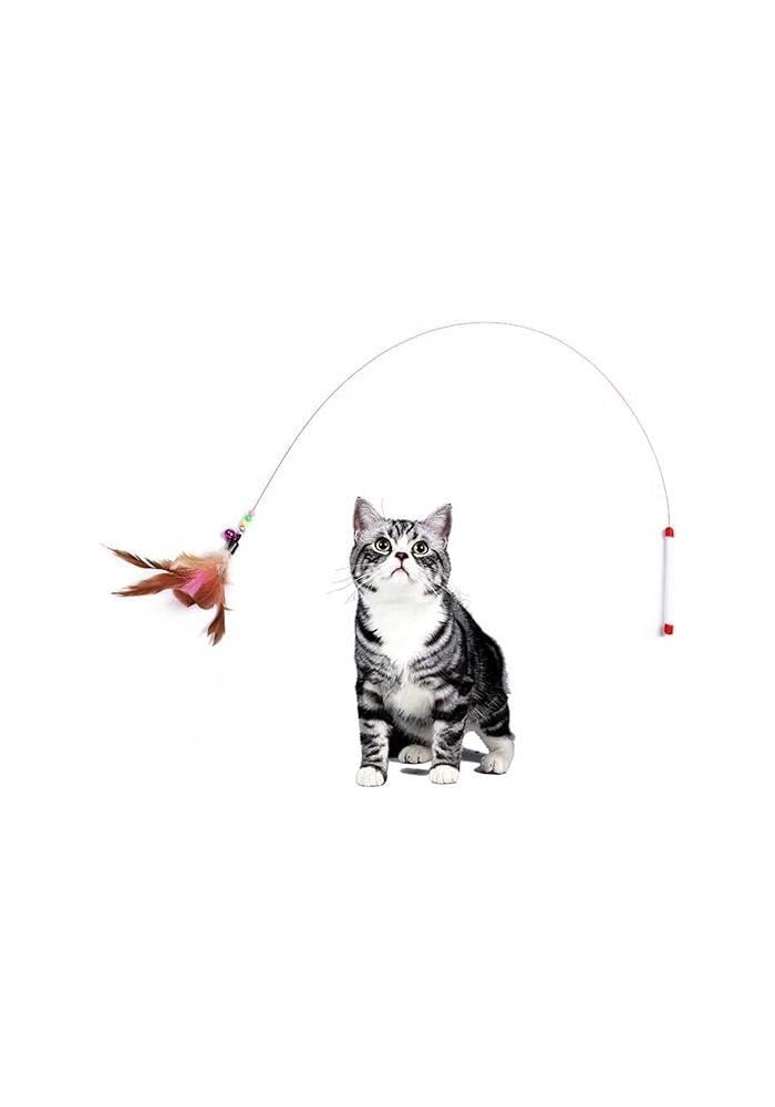 Himms Cat Toy Feather Stick - Interactive Fishing Rod Toy with Bell Beads for Cats - Image 2