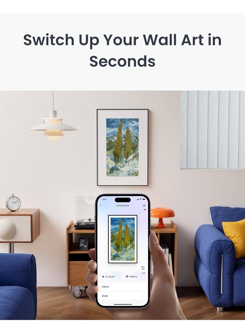 SwitchBot AI Art Frame 7.3” (25cm x 20cm x 2.5cm) Electronic Ink Digital Photo Frame, Wireless E-Ink Smart Picture Frame, AI-Generated Art Display, Long Battery Life Wall Mounted Home Décor, Smart Home Compatible, Gift for Art Lovers W8402000 - Image 2