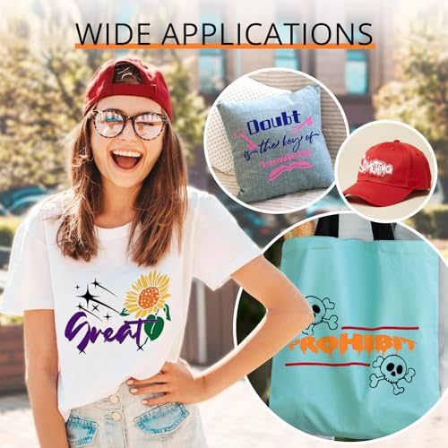 HTVRONT HTV Heat Transfer Vinyl Bundle: 80 Pack 12" x 10" Iron on Vinyl for T-Shirt, 39 Assorted Colors with Vinyl Accessories Tweezers for Silhouette Cameo or Heat Press Machine - Image 4