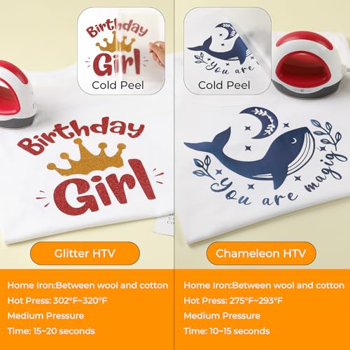 HTVRONT HTV Heat Transfer Vinyl Bundle: 80 Pack 12" x 10" Iron on Vinyl for T-Shirt, 39 Assorted Colors with Vinyl Accessories Tweezers for Silhouette Cameo or Heat Press Machine - Image 5