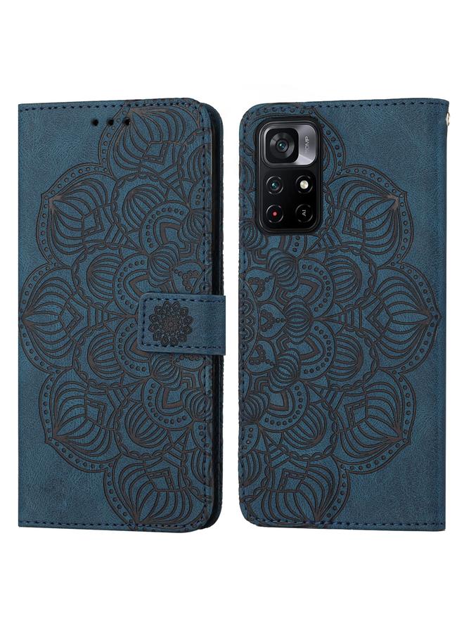 The Bros Case For Xiaomi Poco M4 Pro 5G Mandala Embossed Flip Leather Phone Case